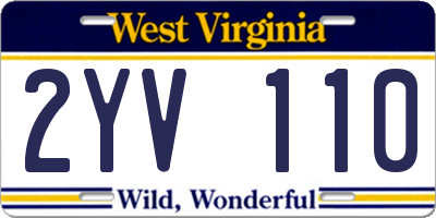 WV license plate 2YV110