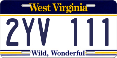 WV license plate 2YV111