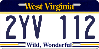 WV license plate 2YV112
