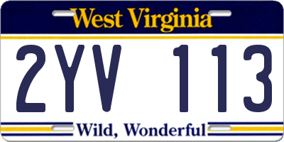 WV license plate 2YV113