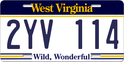 WV license plate 2YV114