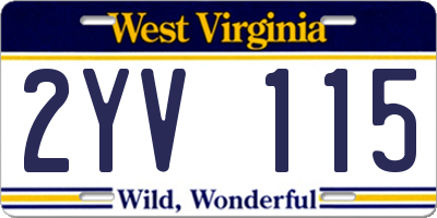 WV license plate 2YV115