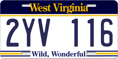WV license plate 2YV116