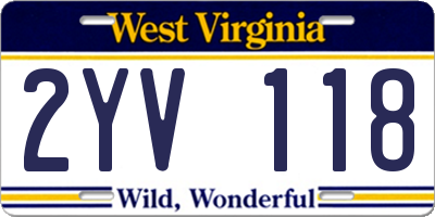 WV license plate 2YV118