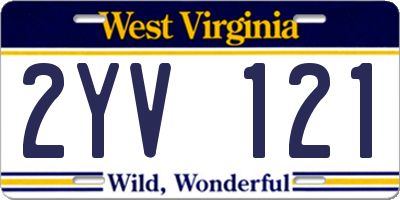 WV license plate 2YV121