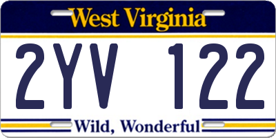 WV license plate 2YV122