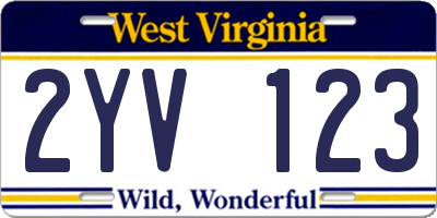 WV license plate 2YV123