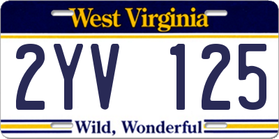 WV license plate 2YV125
