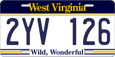 WV license plate 2YV126