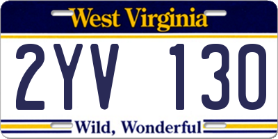 WV license plate 2YV130