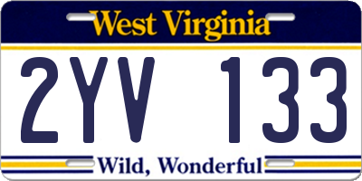 WV license plate 2YV133