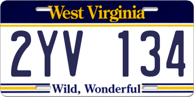 WV license plate 2YV134