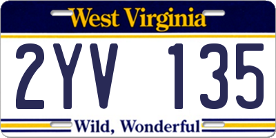 WV license plate 2YV135