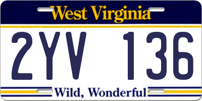 WV license plate 2YV136