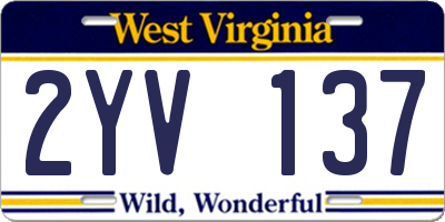 WV license plate 2YV137