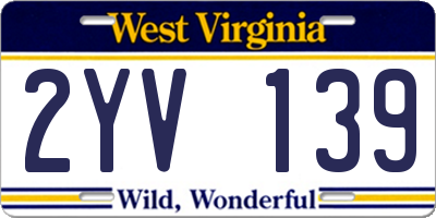 WV license plate 2YV139