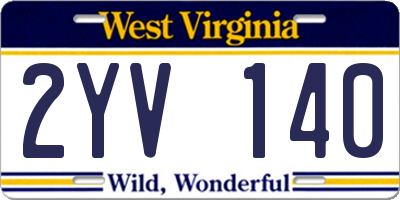 WV license plate 2YV140