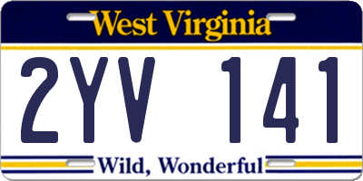 WV license plate 2YV141