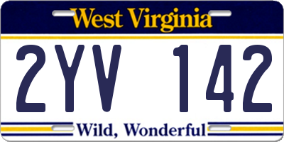 WV license plate 2YV142