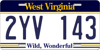 WV license plate 2YV143