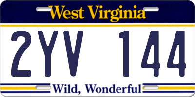 WV license plate 2YV144