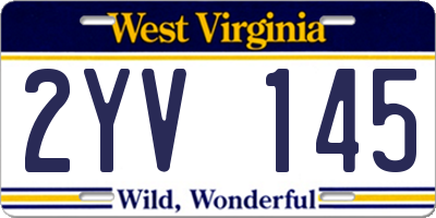 WV license plate 2YV145