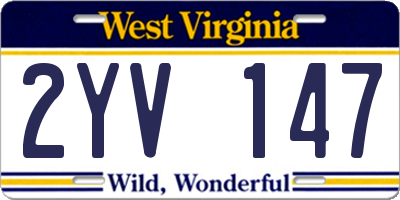 WV license plate 2YV147