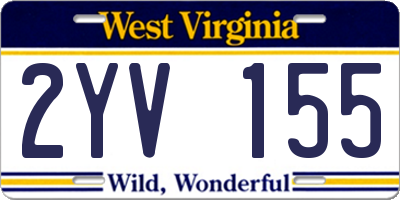 WV license plate 2YV155