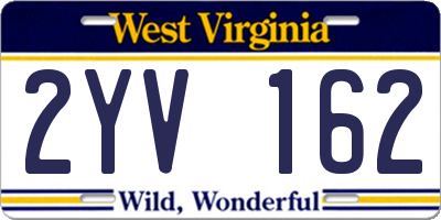 WV license plate 2YV162