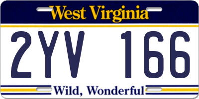 WV license plate 2YV166