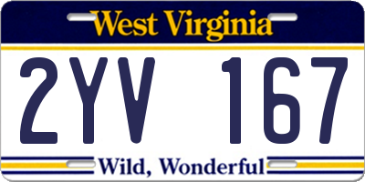 WV license plate 2YV167