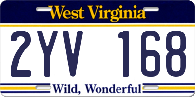 WV license plate 2YV168