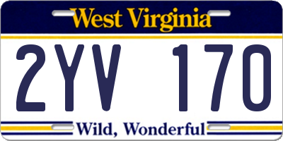 WV license plate 2YV170