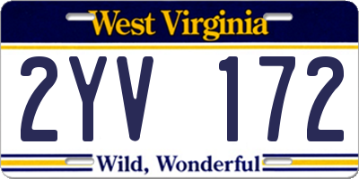WV license plate 2YV172