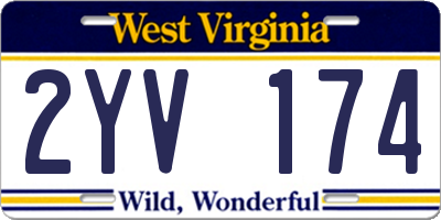 WV license plate 2YV174