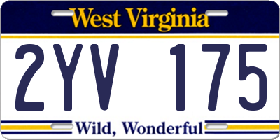 WV license plate 2YV175