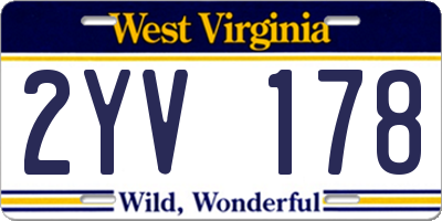 WV license plate 2YV178