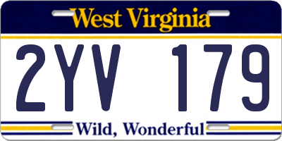 WV license plate 2YV179