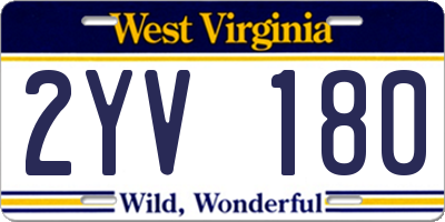 WV license plate 2YV180