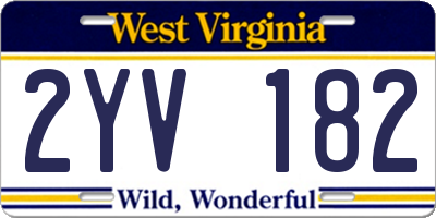 WV license plate 2YV182