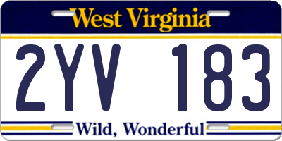 WV license plate 2YV183