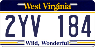 WV license plate 2YV184