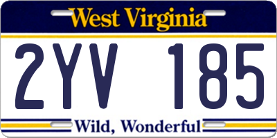 WV license plate 2YV185