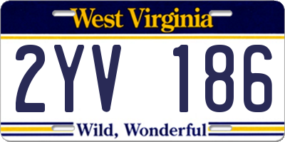 WV license plate 2YV186