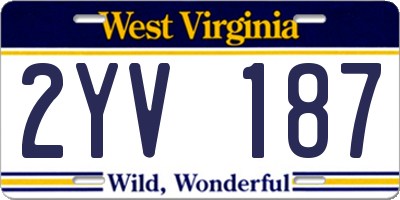 WV license plate 2YV187