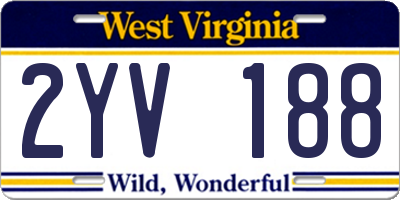 WV license plate 2YV188