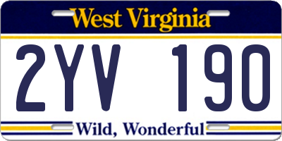 WV license plate 2YV190