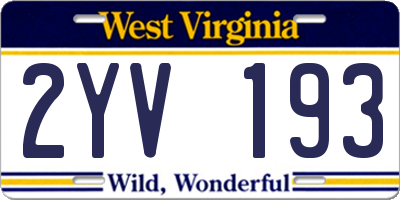 WV license plate 2YV193