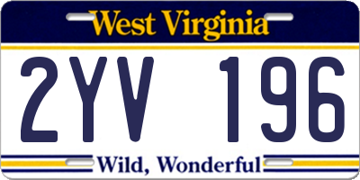 WV license plate 2YV196