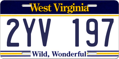 WV license plate 2YV197